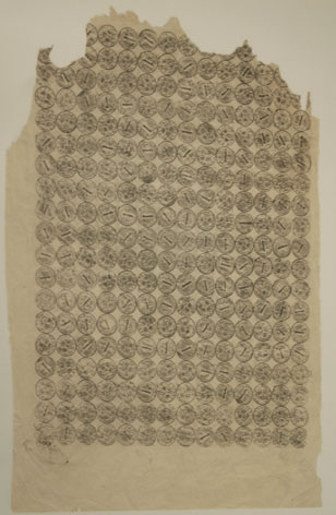 Galerie.Z: Gottfried Bechtold, Papiergeld, 1974, Frottage, Bleistift auf Hutpackpapier, 51 x 35,5 cm